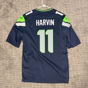 Nike Navy and Neon Green Seahawks Men's Jersey M (Harvin)